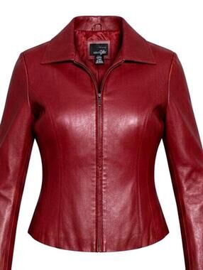 EAST 5th Womens (P/S) Burgundy Red 100% Genuine Leather Zip-Up Bomber Jacket